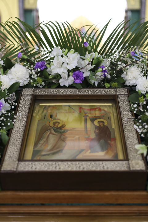 Архиерейское Богослужение в Великий Вторник, в праздник Благовещения Пресвятой Богородицы